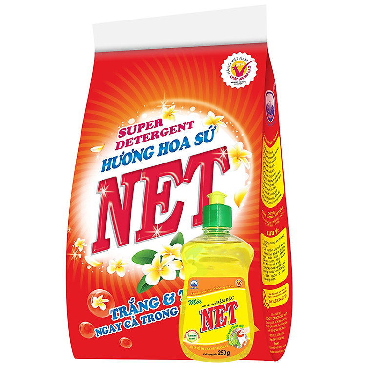 Bột Giặt NET Hương Hoa Sứ 2,4Kg Tặng Nước Rửa Chén 250G