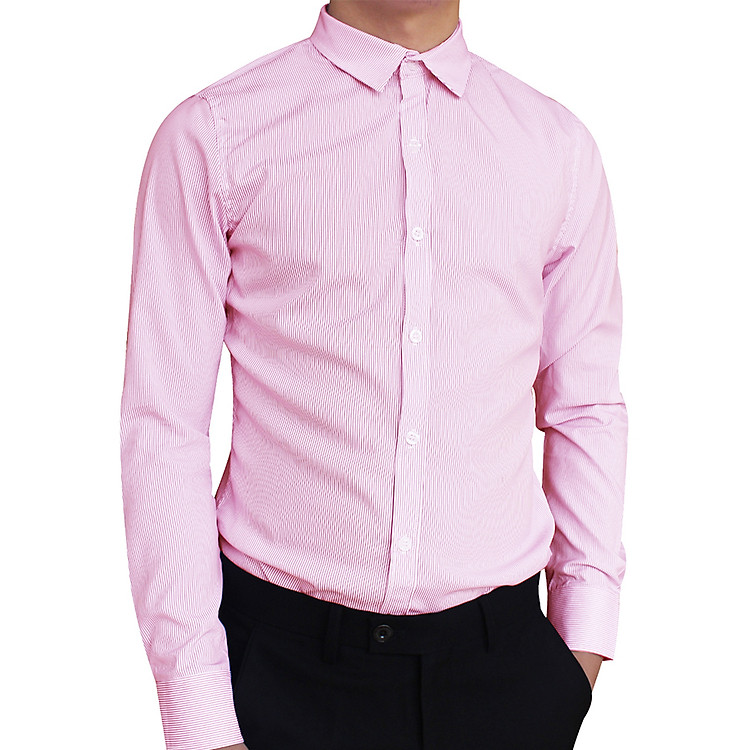 Áo Sơ Mi Nam Tay Dài VFASHION VFS0032 - Sọc Đỏ