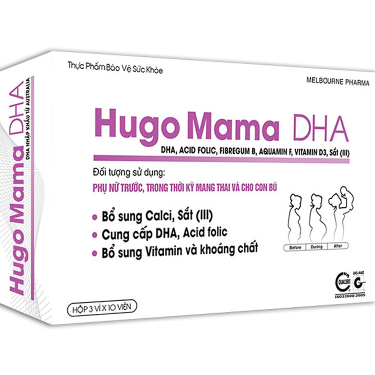 Vitamin Tổng Hợp Hugo Mama DHA dành cho phụ nữ mang thai - Hộp 30 viên