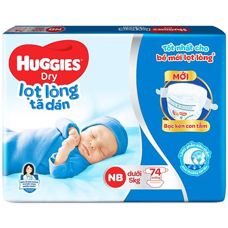 Tã Dán Sơ Sinh Huggies NB74 - Dưới 5kg (74 Miếng)