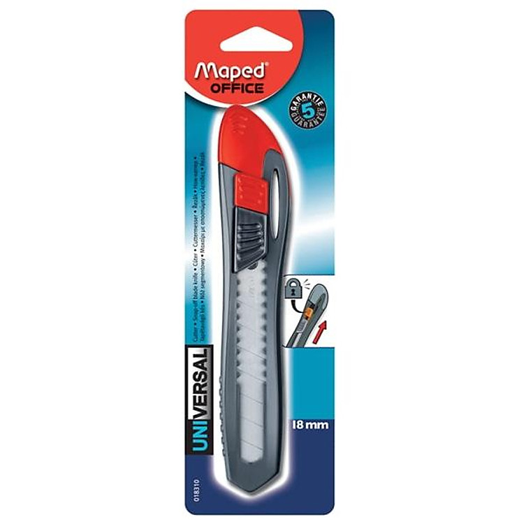 Dao Rọc Giấy Maped Plastic 18mm (Màu Đỏ)