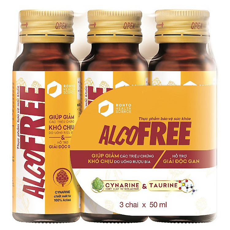 Nước uống giải rượu, thải độc gan Alcofree lốc 3 chai x 50ml