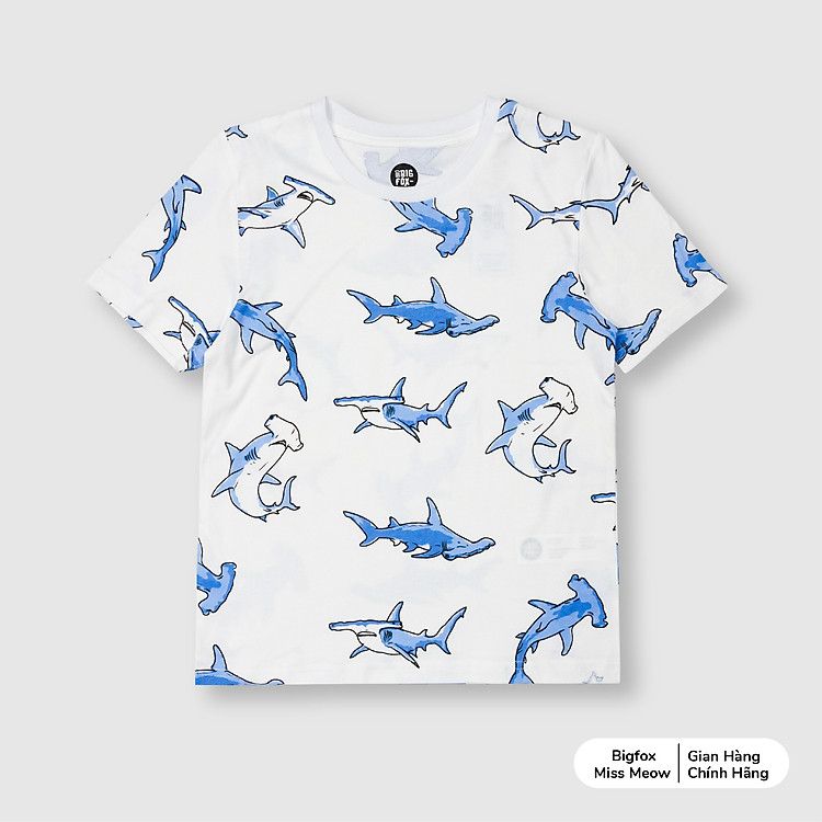 Áo cộc tay cho bé trai size đại Bigfox Miss Meow mùa hè chất cotton xuất Hàn, in động vật cỡ 3,6,9,11 tuổi 30kg 40kg