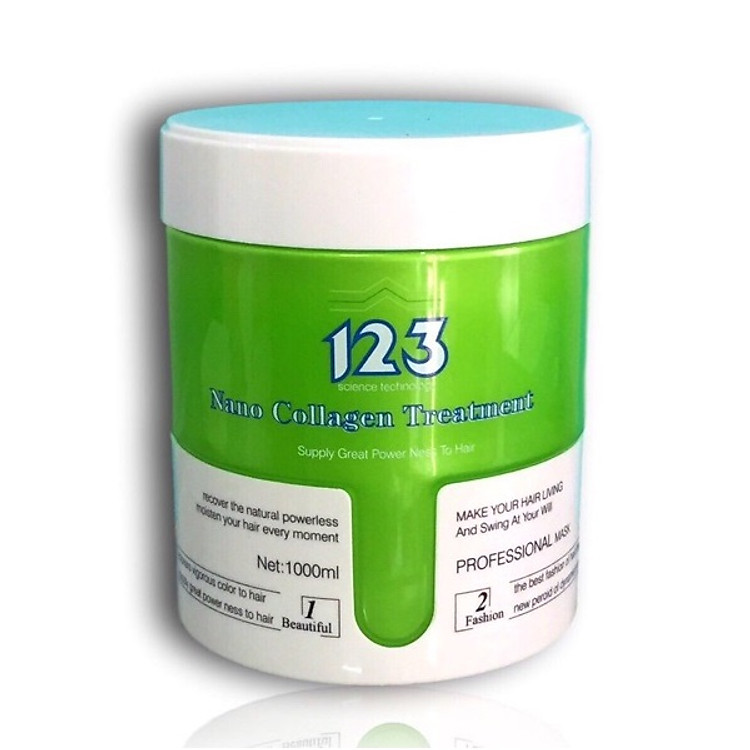 Dầu hấp ủ lụa tóc siêu mượt tinh chất dừa 123 Nano Collagen Treatment 1000ml