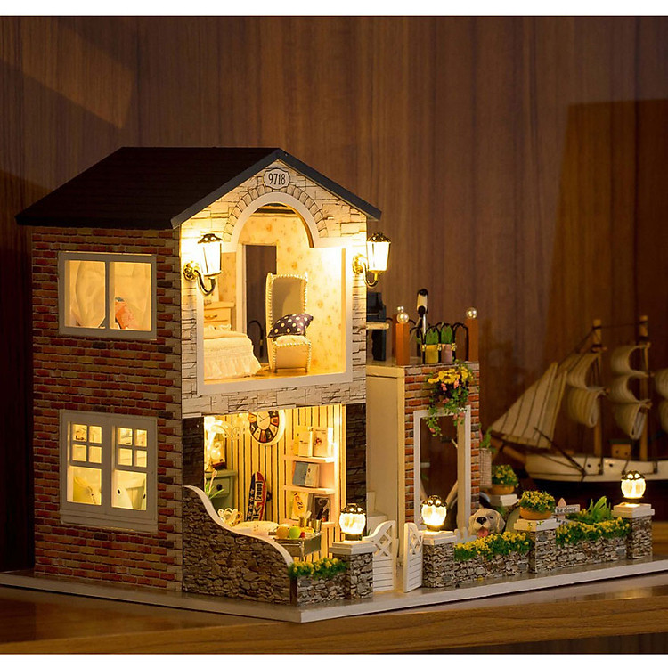 Nhà búp bê Ngôi nhà thu nhỏ lắp ghép Romantic Country