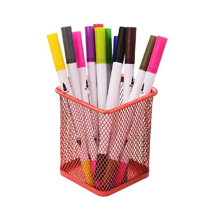 Mesh Pen Pencil Holder Metal Pen Organizer Storage Stationery Container Square Padded Base for Desk School Office