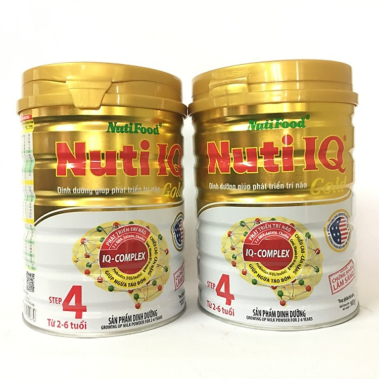 Combo 2 Hộp Nuti IQ Gold Step 4 tăng cường DHA cho trẻ 2-6 tuổi phát triển trí não, thị giác (900g)