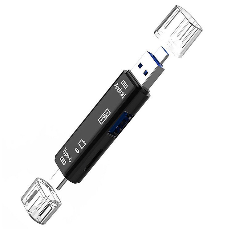 5 in 1 USB 2.0 Type C / USB / Micro USB SD TF Memory Card Reader OTG Adapter