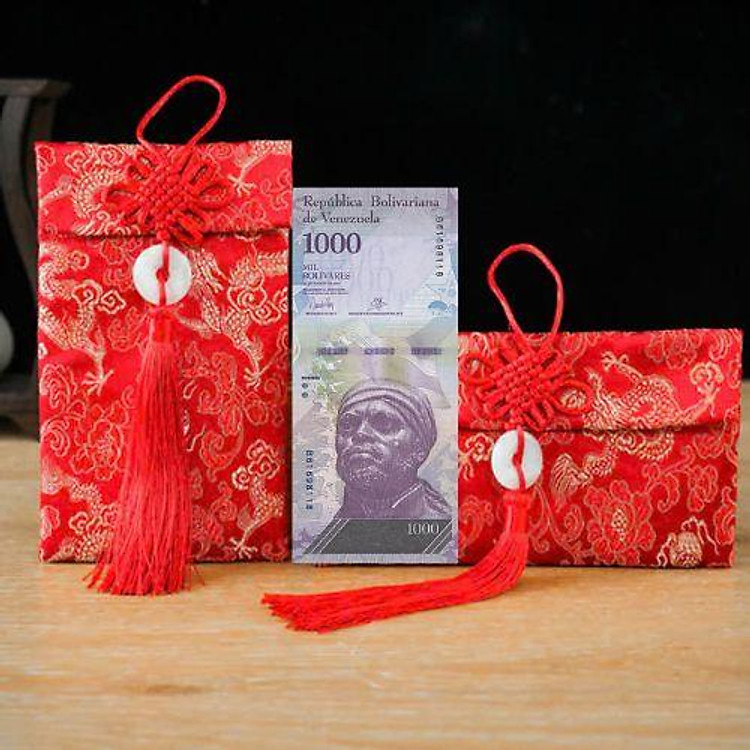 Túi gấm màu xanh 1000 Venezuela sưu tầm