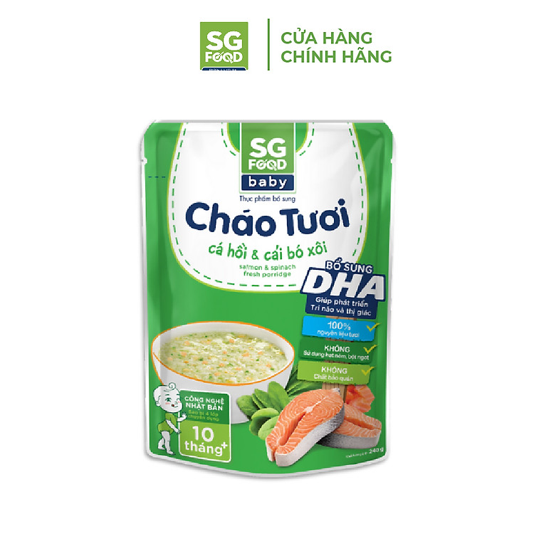 Combo 5 Cháo Tươi Baby SG Food 240g (Gà, Thịt Bằm, Tôm, Lươn, Cá Hồi)