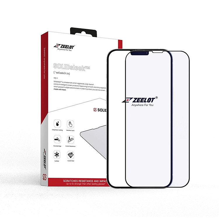 Dán cường lực dành cho iPhone 13/13 Pro/13 Mini/13 Pro Max ZEELOT SOLIDsleek chống ánh sáng xanh kèm Kit dán - Hàng Nhập Khẩu