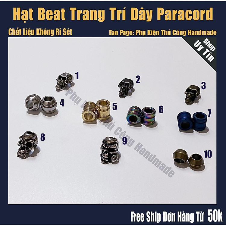 Hạt bead trang trí đan vòng tay paracord