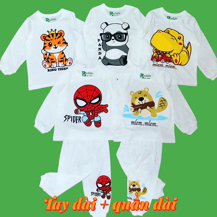 Sét 5 bộ đồ dài cho bé, đồ bé trai, đồ bé gái màu ngẫu nhiên từ 5kg-35kg