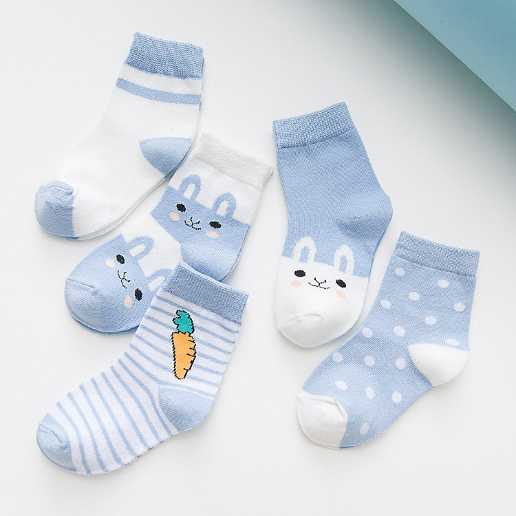 Set 5 Đôi Tất Vớ Cho Bé Hình Cà Rốt Siêu Dễ Thương Chất Liệu Cotton Cao Cấp Chông Trơn Trượt Thấm Hút Mồ Hôi Hiệu Qủa-Xanh