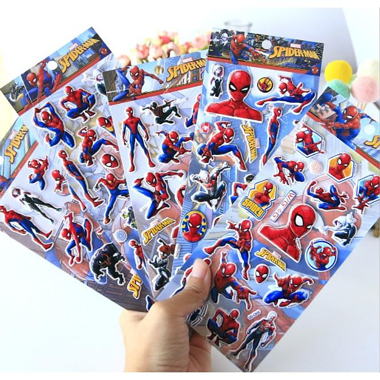 (Nhiều mẫu) Sticker dán nổi 3D Doreamon, Biệt đội chó cứu hộ, Siêu nhân người nhện Spider man, Khủng long