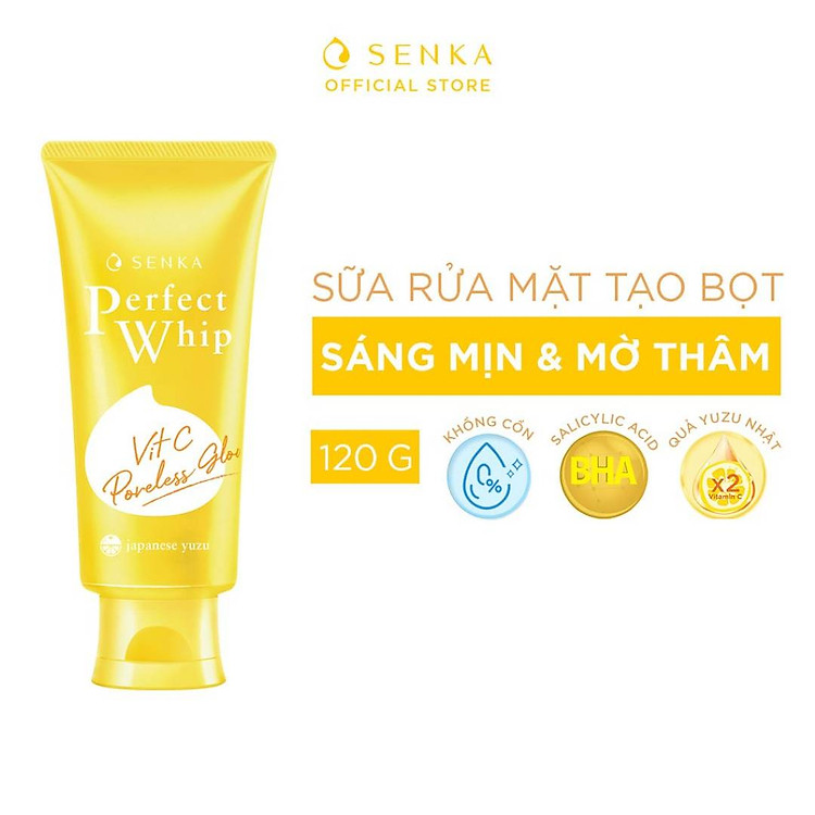 Sữa Rửa Mặt Senka Dưỡng Sáng Mờ Thâm Perfect Whip Vit C 100g