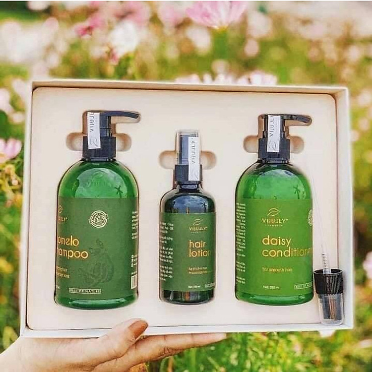 Combo tinh dầu dưỡng tóc ,dầu gội bưởi, dầu xả hoa cúc phục hồi tóc hư tổn suôn mượt tóc Vi Jully