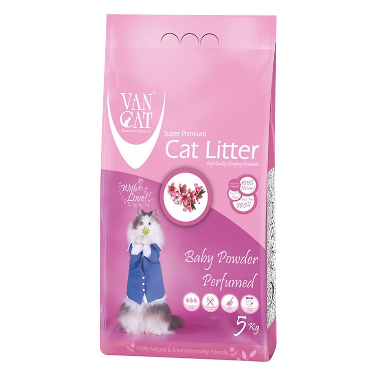 Cát Vệ Sinh Cho Mèo VanCat 5kg Hương Phấn Thơm