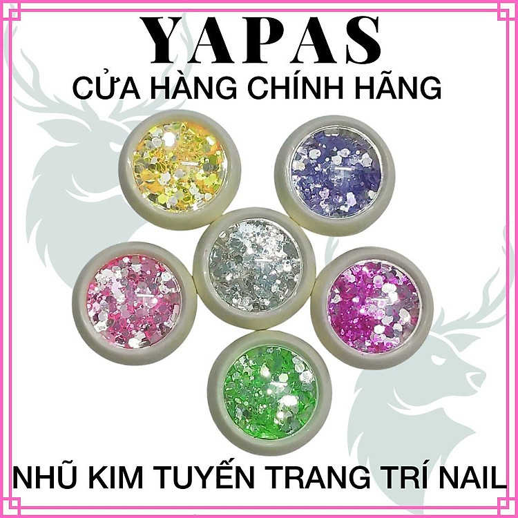 Set 06 màu nhũ kim tuyến rắc móng , nhũ kim tuyến rắc nail siêu sáng