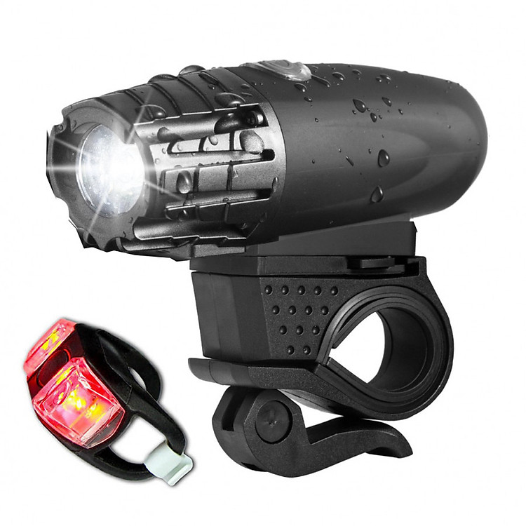 Combo Đèn pin xe đạp chống nước cao cấp + đèn hậu xe đạp