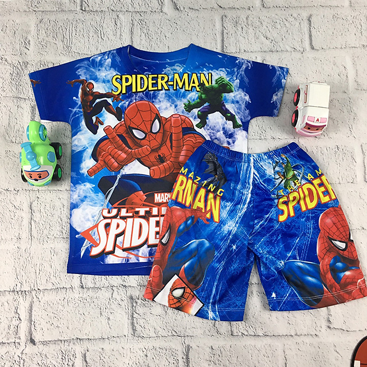 Bộ Quần Áo Siêu Nhân Người Nhện Spiderman Cho Bé Trai TE03