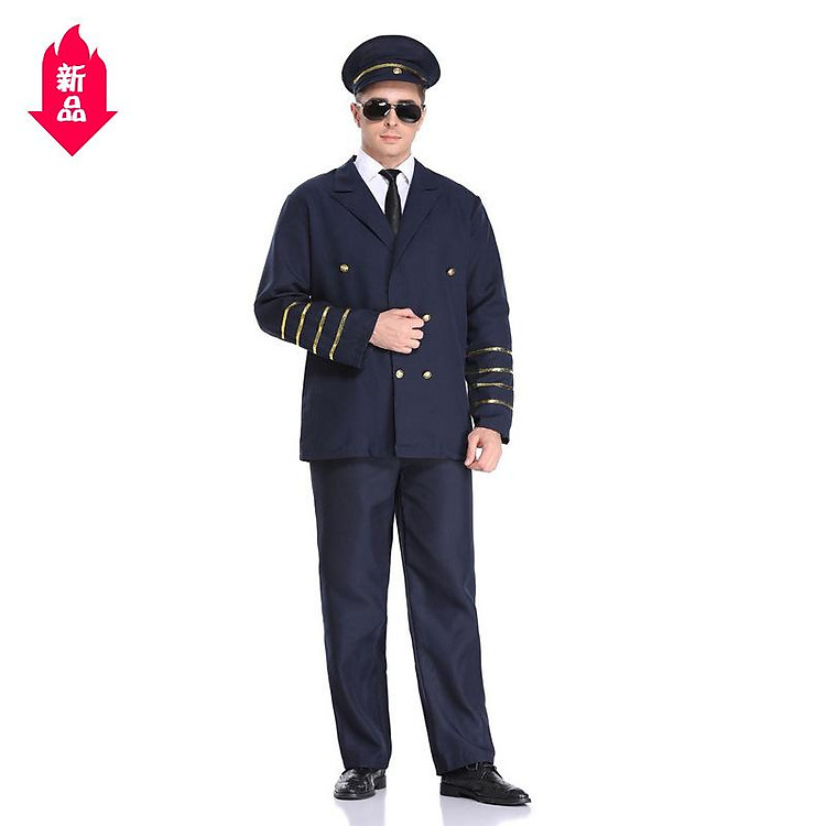 Váy thời trang nữ Trang phục Halloween đồng phục phi công nam người lớn cám dỗ nam cảnh sát cơ trưởng tàu cao tốc trang phục nam