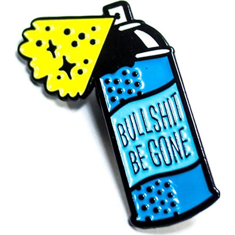 Bình Xịt Bull Shit Be Gone - Pin sticker ghim cài áo