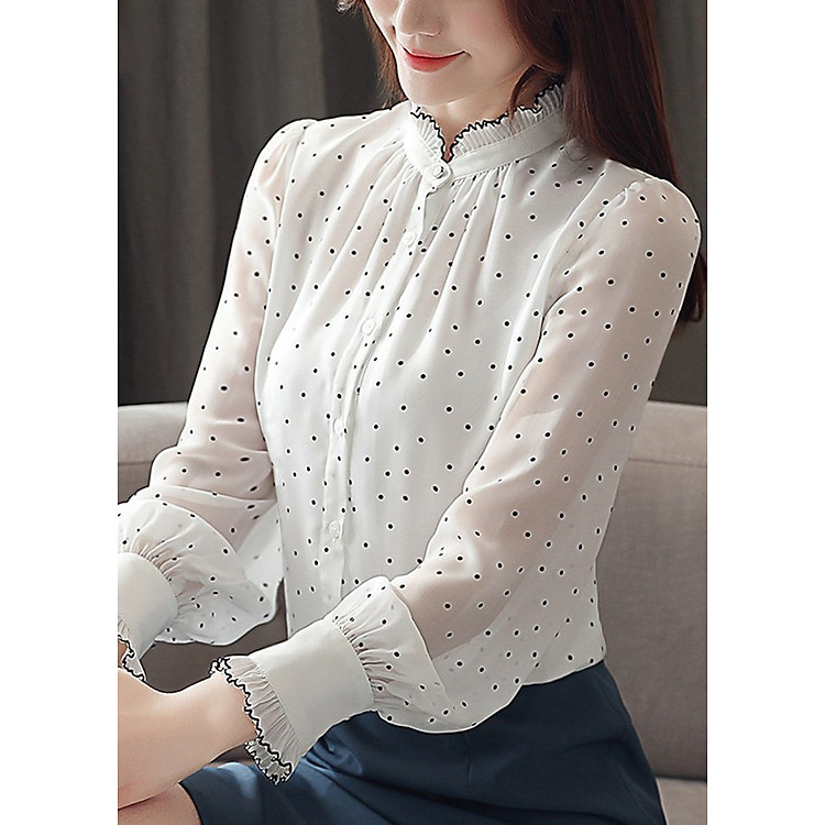 Áo sơ mi nữ sơ mi chấm bi