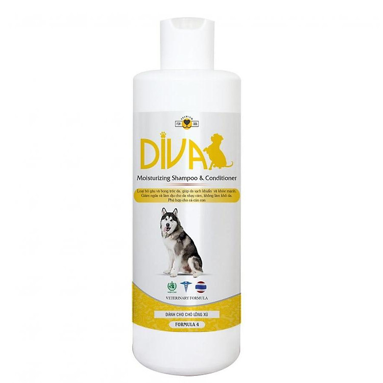 Sữa tắm dưỡng ẩm cho chó lông xù - DIVA 4 (Màu Vàng - 400ml)