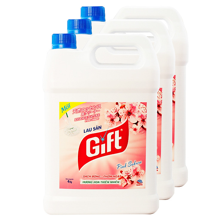 Thùng 3 can Nước Lau sàn Gift Hương Pink Sakura 4kg