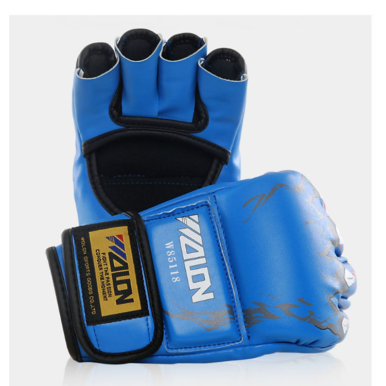Găng tay đấm MMA wolon - xanh