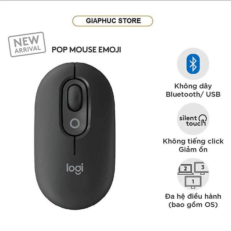 Chuột không dây Logitech Pop Mouse With Emoji (New Edition) - Hàng Chính Hãng