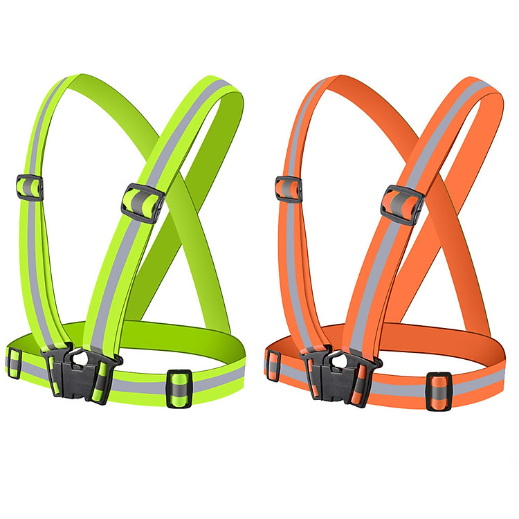 Combo 2 Áo Dây Phản Quang Nam Nữ (Xanh và Cam) Với Dây Thun Đàn Hồi Co Giãn An Toàn Đi Xe Đạp, Xe Máy Và Đi Phượt Mai Lee