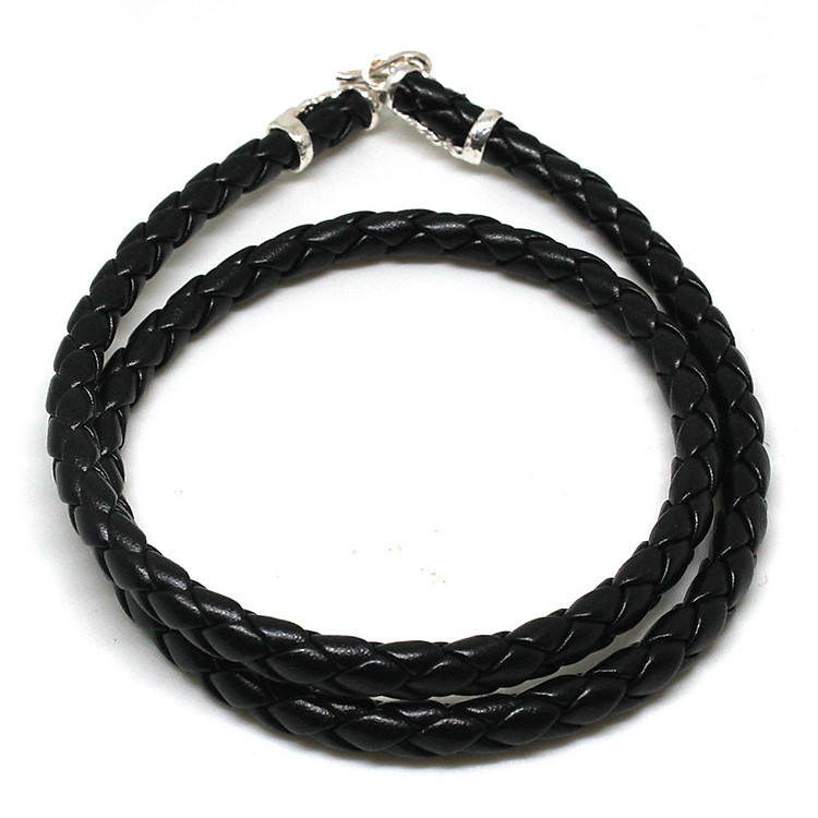 Dây Chuyền Nam Bạc Hiểu Minh DDN26T dây da thật 100% bọc bạc