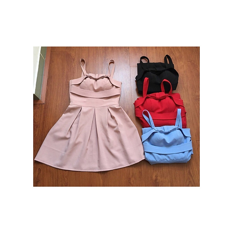 Đầm xe xếp ly 2 dây cao cấp