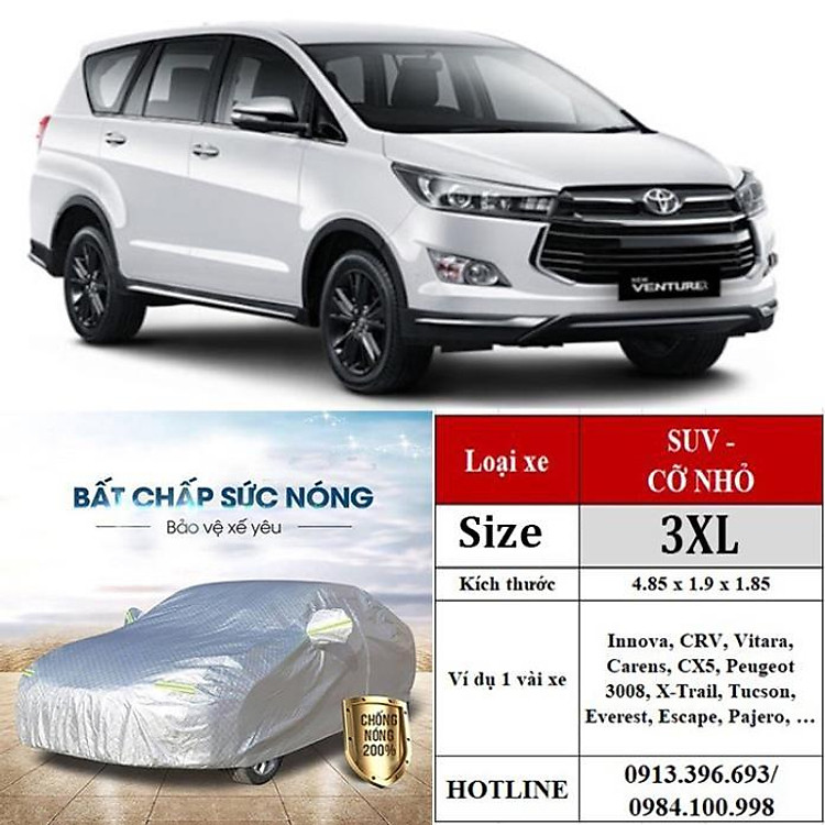 Bạt phủ xe hơi, ô tô tráng nhôm cao cấp cho xe 4,5,7, bán tải dành cho các hãng xe: Toyota-Hyundai-Ford-Mazda-Kia,... z