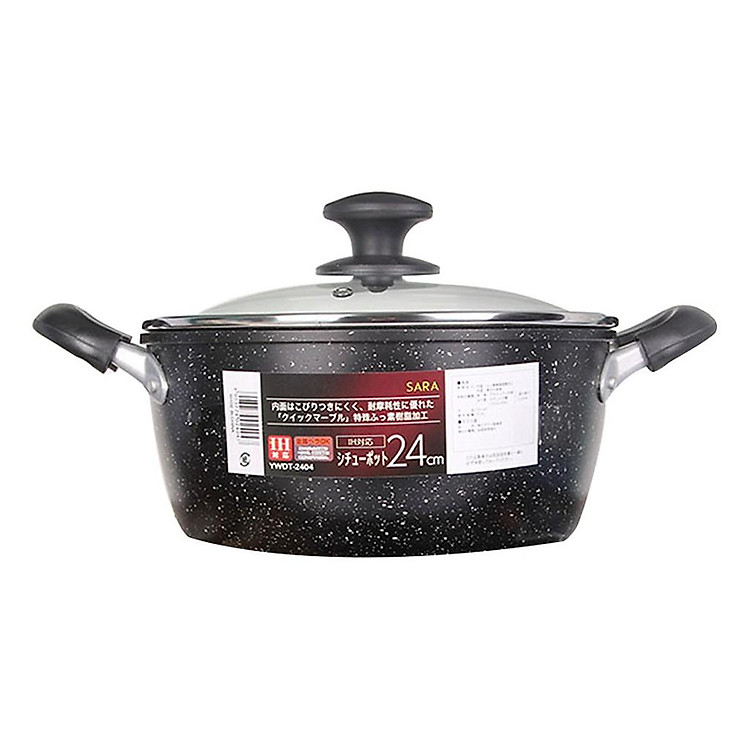 Nồi vân đá chống dính siêu bền Sara Nhật Bản (18cm / 20cm / 22cm /24cm),tương thích mọi bếp , bếp từ , gas, hồng ngoại