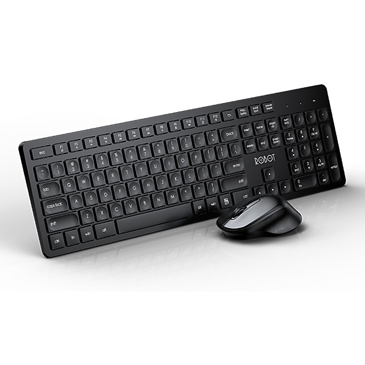 Combo Bàn Phím Cơ Và Chuột Quang Không Dây ROBOT KM4000 Chuột Tĩnh Âm kết nối không dây 20 mét độ phân giải 1600DPI - Hàng Chính Hãng