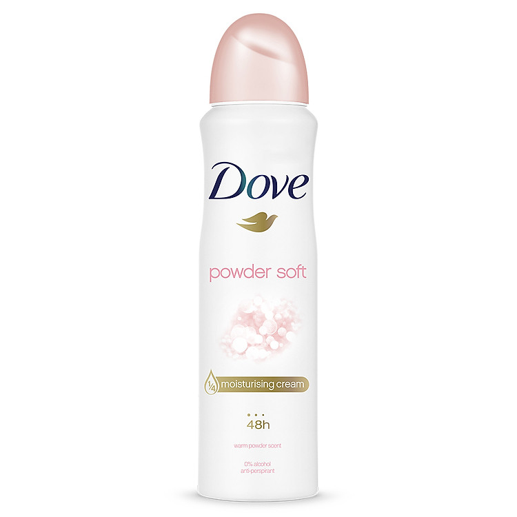 Xịt khử mùi Dove Powder Soft Hương phấn thơm Dưỡng da Sáng mịn dành cho nữ, 135ml