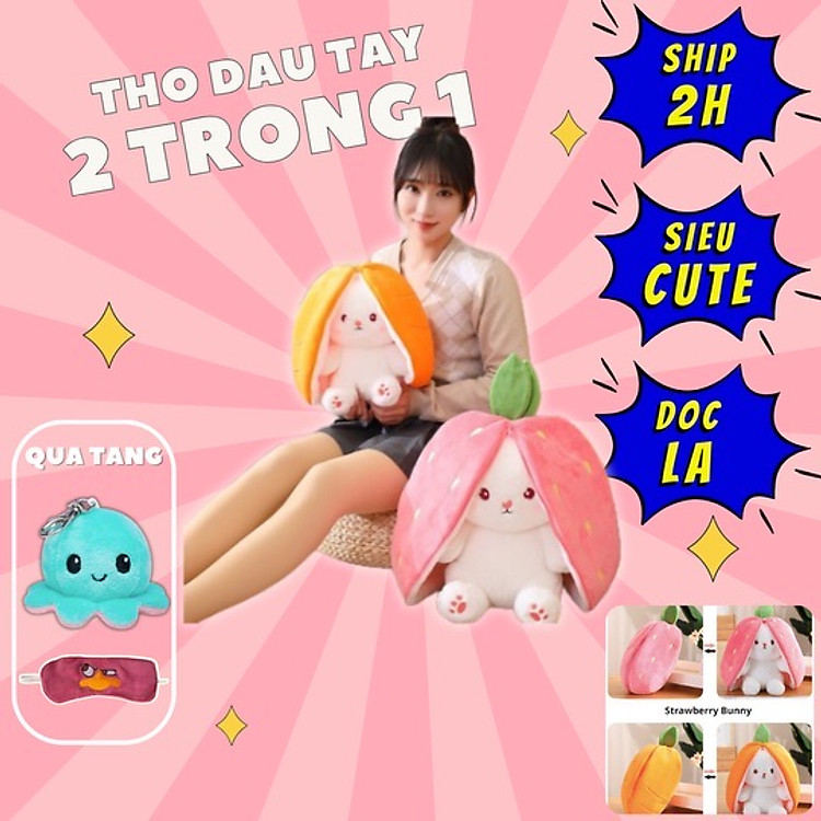 Thỏ nhồi bông 2 trong 1 – 40cm Chính hãng Tiết kiệm