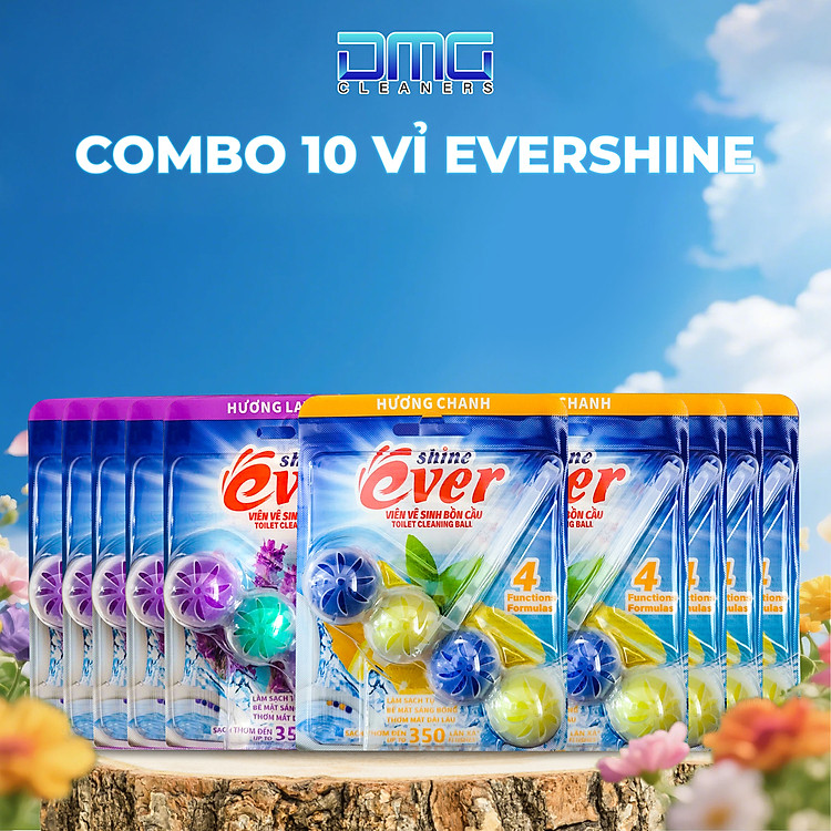 Combo 10 Vỉ Viên Treo Bồn Cầu Evershine (5 Chanh + 5 Lavender) - Sạch Bay Vi khuẩn Sau Mỗi Lần Xả Nước