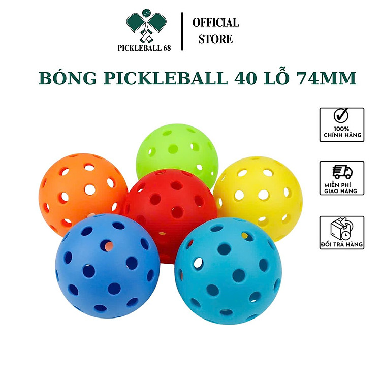 [Hoả tốc] Set 5 quả bóng luyện tập tiêu chuẩn thi đấu pickleball 40 lỗ mix chính hãng Pickleball68