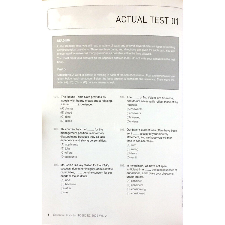 Essential Test For TOEIC RC 1000 Vol 2 - Ảnh 4