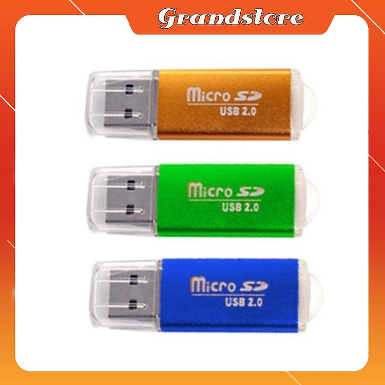 Đầu đọc thẻ nhớ Micro SD vỏ nhôm chuẩn usb 2.0 có đèn tín hiệu và lỗ treo móc khóa, đầu lọc thẻ nhớ mini nhiều màu
