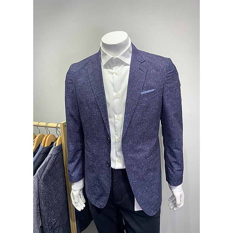 ÁO BLAZER NAM KIỂU HÀN QUỐC MÀU XANH COBAN ĐẬM CÓ VÂN SỌC TRẮNG - FNUJK N637-2