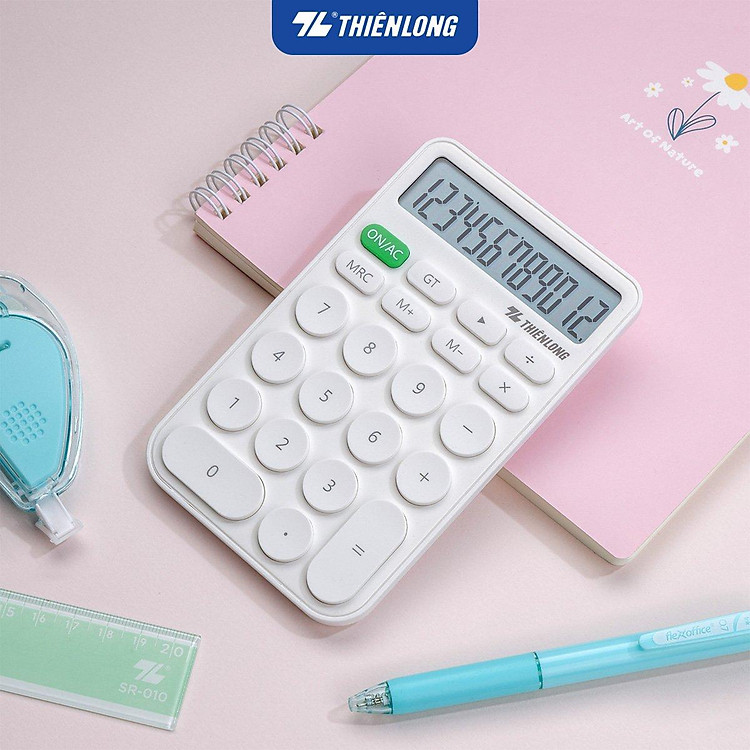 Máy tính cầm tay văn phòng để bàn Thiên Long Flexio - máy tính mini 12 số, phù hợp tính toán, bảo hành chính hãng