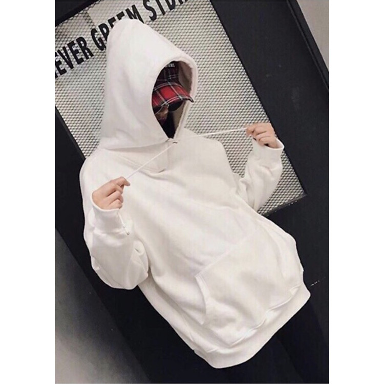 Áo Hoodie Nam Nữ| Nỉ Cotton Trắng Trơn Dáng Xuông | Đủ Size S M L XL Cao Cấp