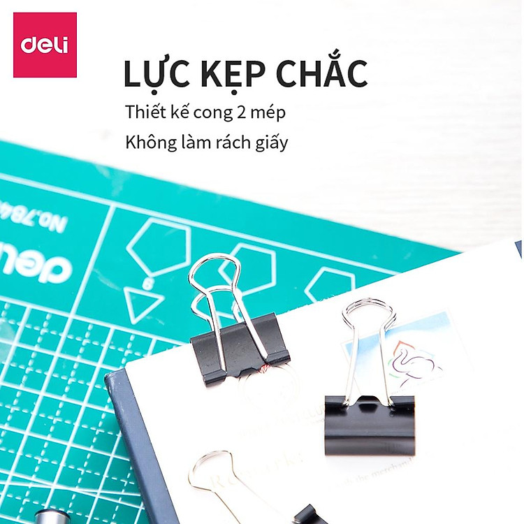 Kẹp bướm Đen Deli (12 chiếc, 19mm) - Ảnh 6