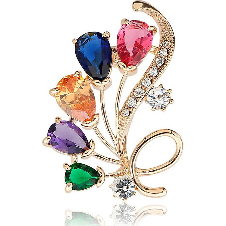 Cài áo Cánh hoa pha lê ngũ sắc