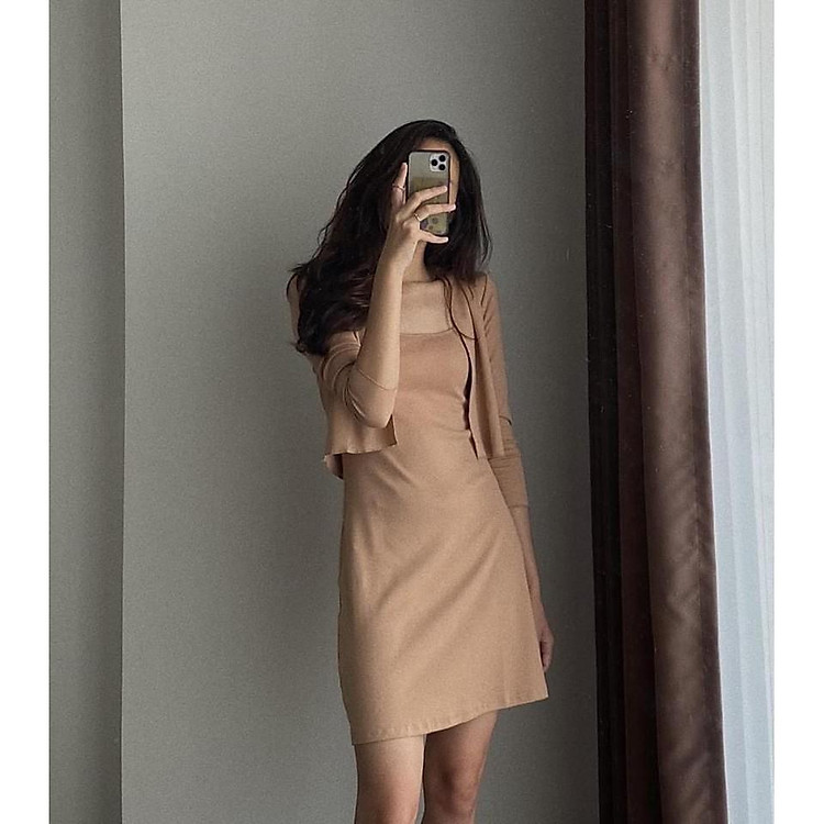 Set Váy 2 Dây Kèm Áo Khoác Ngoài